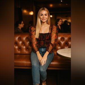 Zara Floral Sheer Blouse